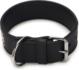 Leren halsband "vintage" 5 x 50cm, zwart