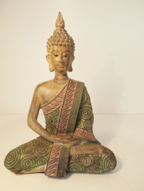 Thai Boeddha, Marble Wood look, 20 cm