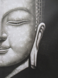 Boeddha schilderij grijstinten  30 x 40 cm