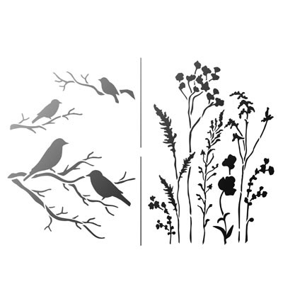 Vogels en veldboeket A4