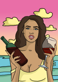 Print: Meisje met wijn