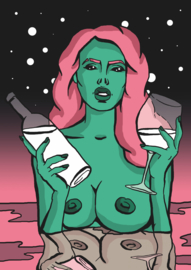 Print: Alien met wijn