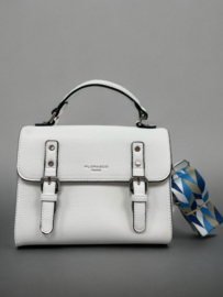 Tas Lederlook Wit, incl. leren- en stoffen band