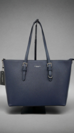 Tas Lederlook Groot Donkerblauw, incl. schouderband