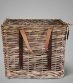 BRYNXZ Basket Ellips Rattan Leather Handle 50x30x45