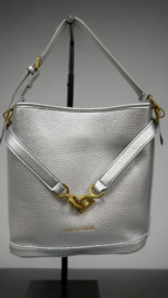 Tas Lederlook Zilver met Goud , incl. schouderband