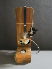 Theelicht Houder Hout met lepel  H.43 D.11 L.12
