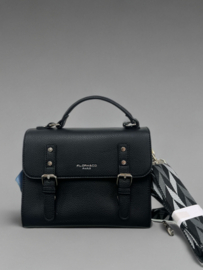 Tas Lederlook Zwart, incl. leren- en stoffen band
