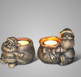 Brynxz Set of 2 Tealights Santa Claus on his Back Majestic Brown D. A8228LM-10
