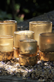 SORT. OF GOLDEN TEALIGHT WITH GOLDPLATED WOODENBASE 2021 S