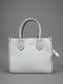 Tas Lederlook Wit, Met leren en stoffen schouderband