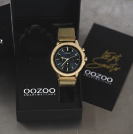 OOZOO Smartwatches - unisex - metalen mesh armband  goud met goud gekleurde kast