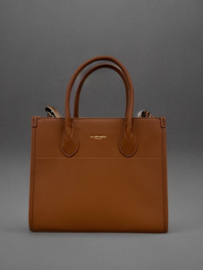 Tas Lederlook Bruin, Met leren en stoffen schouderband
