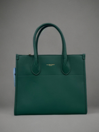 Tas Lederlook Groen, Met leren en stoffen schouderband