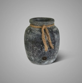 Planter Neck With Rope Basalt D.22 H.27 LM013-M1