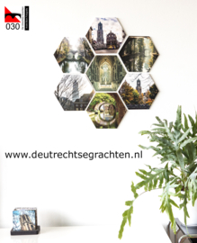 Hexagonprint 'Silhouet van de gerestaureerde Dom vanaf de Neude'
