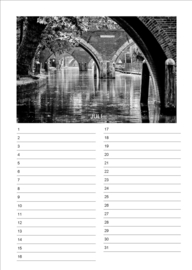 Verjaardagskalender in zwart-wit