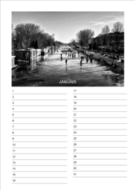 Verjaardagskalender in zwart-wit