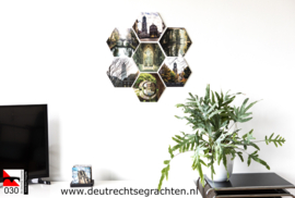 Hexagonprint 'Silhouet van de gerestaureerde Dom vanaf de Neude'