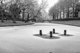 Aluminium Dibond: Winter in Utrecht | De Singel met in de verte de Tolsteegbrug