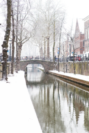 Aluminium Dibond: Winter in Utrecht | De Nieuwegracht vanaf de werf