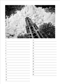Verjaardagskalender in zwart-wit