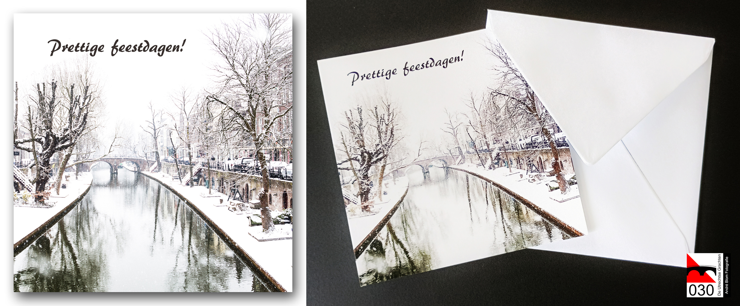 Utrechtse wenskaart 'Prettige feestdagen' incl. enveloppe (set 10 stuks)