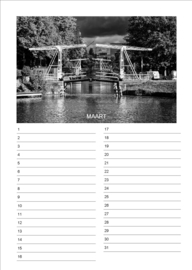 Verjaardagskalender in zwart-wit