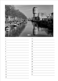 Verjaardagskalender in zwart-wit