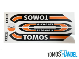 Stickerset Tomos S25 A3 oranje / zwart classic mat afwerking