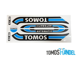Stickerset Tomos S25 A3 blauw / zwart classic mat afwerking