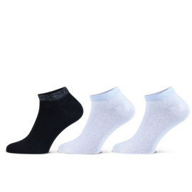 Teckel sneakerdamessokken - lurex zwart/wit- 3-pack