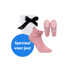 Boru wool socks - huissokken - roze in cadeauverpakking