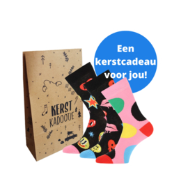Teckel damessokken - Limited edition - Smiley - 3-pack in kerstverpakking