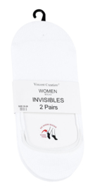 Vincent Creation Ballerina damessokken/ kousenvoeten met siliconen antislip - wit of zwart - 2-pack