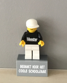 Lego koelkastmagneet "Meester" met grijs plaatje