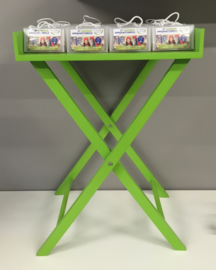 Display plateau op staander kleur groen (leeg en gebruikt)