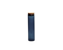 Glazen buisje met kurken stop, kleur silver blue, 12,6 cm