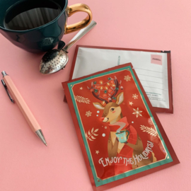 Rudolph theekaart (Een tea card verstuur je met een normale postzegel en bevat thee voor 2 potten heerlijke kerst thee!)