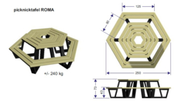ROMA 6-hoeks tafel