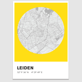Leiden stadskaart - potloodschets - 20 kleuren