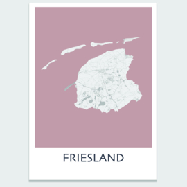 Poster plattegrond Friesland - 20 kleuren