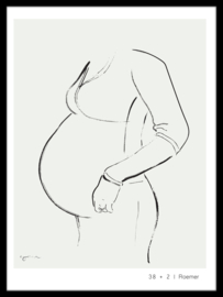 Jouw zwangere buik schets - handgetekend