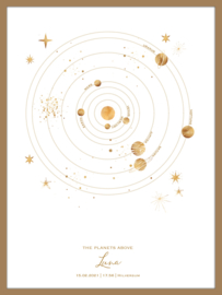A4 formaat - Gold - Planeten geboorteposter