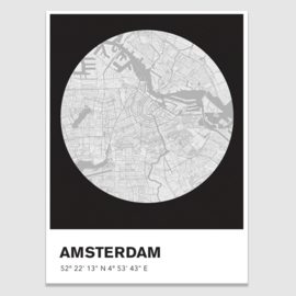 Amsterdam stadskaart - potloodschets - 20 kleuren