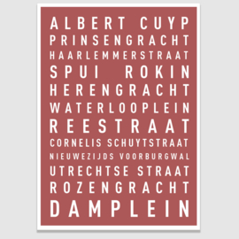 Tekstposter highlights Amsterdam - 20 kleuren