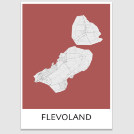 Poster plattegrond Flevoland - 20 kleuren