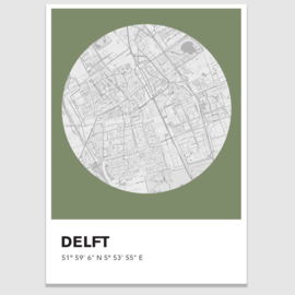 Delft stadskaart  - potloodschets - 20 kleuren