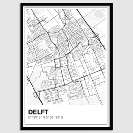 Delft stadskaart - lijnen
