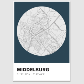 Middelburg stadskaart - potloodschets - 20 kleuren